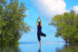 Power Collection: Yoga meditation, Full Moon Island, Male Atoll, Maldives, Indian Ocean, Asia
