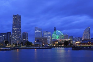 Ferris Wheel Prints: Yokohama skyline, Honshu Island, Japan, Asia