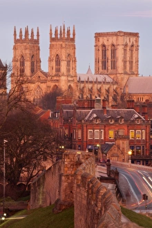 York Prints: York Minster from the City Wall in twilight