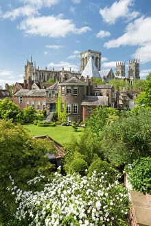 York Collection: York Minster and Greys Court from the Bar Walls in springtime, York, Yorkshire, England