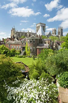 York Prints: York Minster and Greys Court from the Bar Walls in springtime