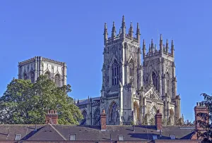 York Prints: York Minster seen from the city walls at Bootham Bar, York, Yorkshire, England