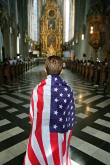 Wearing Prints: Young American at World Youth Days in Koln, Cologne, North Rhine-Westphalia, Germany