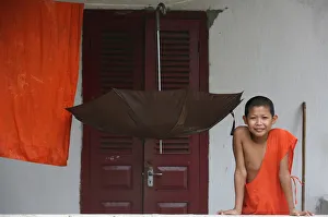 Laos Prints: Young Buddhist monk, Luang Prabang, Laos, Indochina, Southeast Asia, Asia