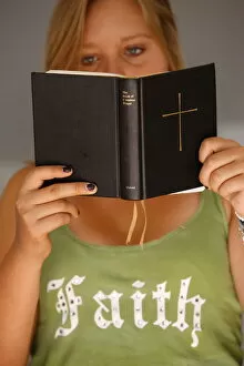 Images Dated 11th August 2009: Young Christian reading the Bible, Saint-Gervais, Haute Savoie, France, Europe