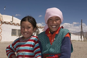 10 15 Years Prints: Young happy girls, Alichur, The Pamirs, Tajikistan, Central Asia, Asia