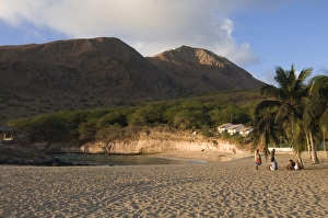 Images Dated 26th February 2009: Young men in the afternoon on sandy beach of Tarrafal, Santiago, Cape Verde Islands