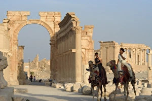 Images Dated 18th January 2000: Young men on camels