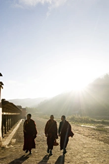 Sun Beam Prints: Young monks walking, Xiahe monastery, Xiahe, Gansu, China, Asia