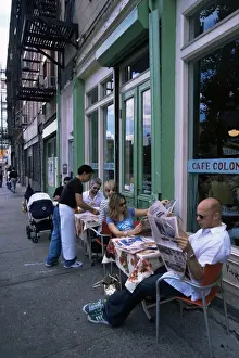 Read Prints: Young people outside the Colonial cafe in Nolita neighbourhood