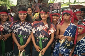 20 25 Years Prints: Young people wearing ikat designs, Sumba, Indonesia, Southeast Asia, Asia