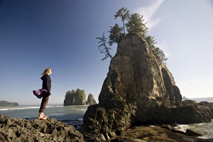Geological Prints: Young woman enjoying the coast