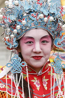 Costumes Prints: Young woman wearing traditional costumes, Chinese New Year, Paris, France, Europe