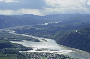 Yukon Prints: Yukon River with Dawson City in the foreground, and the Klondike River entering left