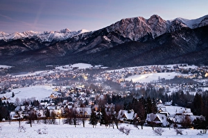 Poland Prints: Zakopane and the High Tatras in winter at night, Poland