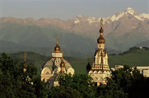 Kazakhstan Prints: Zenkov Cathedral and Tien Shan mountains