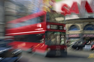 Double Decker Prints: Zoomed effect of a London bus, Piccadilly Circus, London, England, United Kingdom, Europe